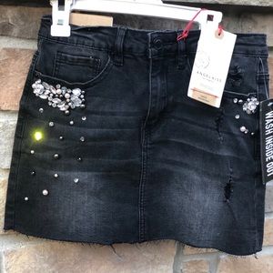 Angel Kiss Los Angeles Denim Mini Skirt w/ Crystals-Sz 2